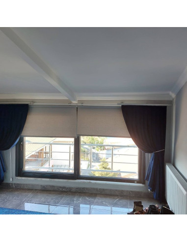 Düz Fon Perde Keten Dokulu