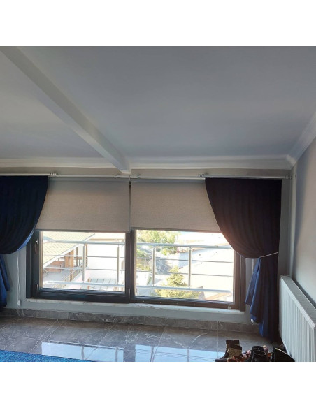 Düz Fon Perde Keten Dokulu